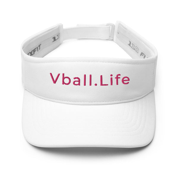 Vball.Life White & Pink Embroidered Visor