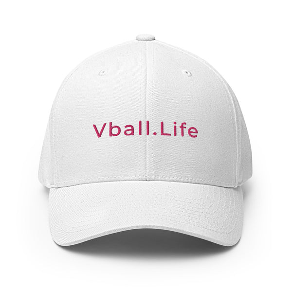Vball.Life White & Pink Embroidered Structured Twill Cap