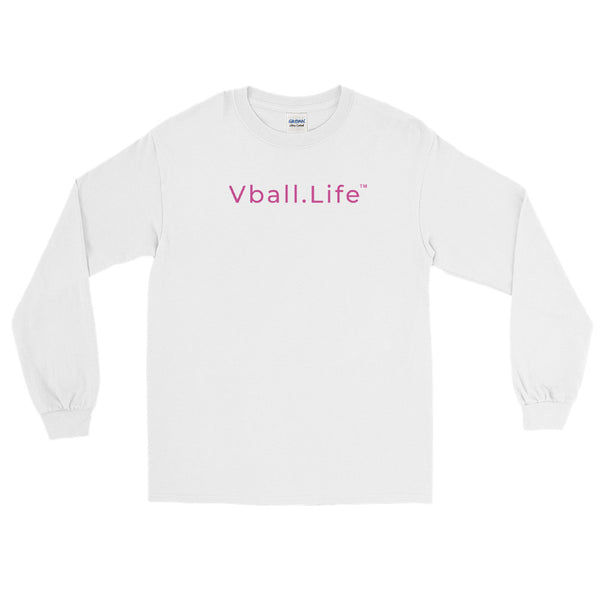 Vball.Life Long Sleeve White & Pink T-Shirt