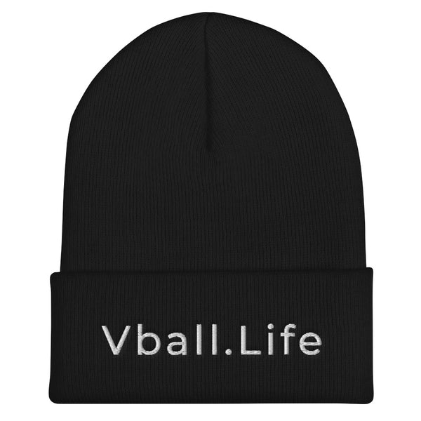 Vball.Life Black Embroidered Cuffed Beanie