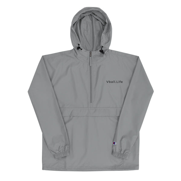 Vball.Life Grey Embroidered Champion Packable Jacket