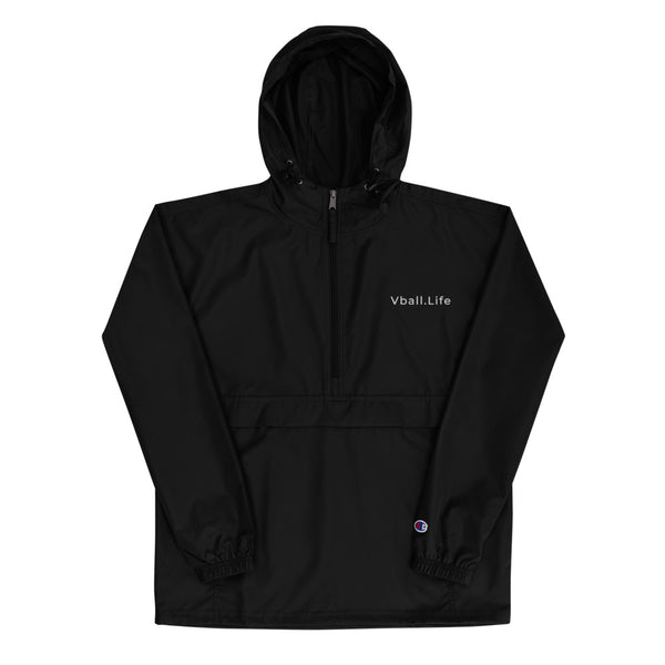 Vball.Life Black Embroidered Champion Packable Jacket
