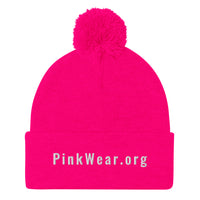 PinkWear.org Embroidered Pom-Pom Beanie