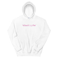 Vball.Life White & Pink Hoodie